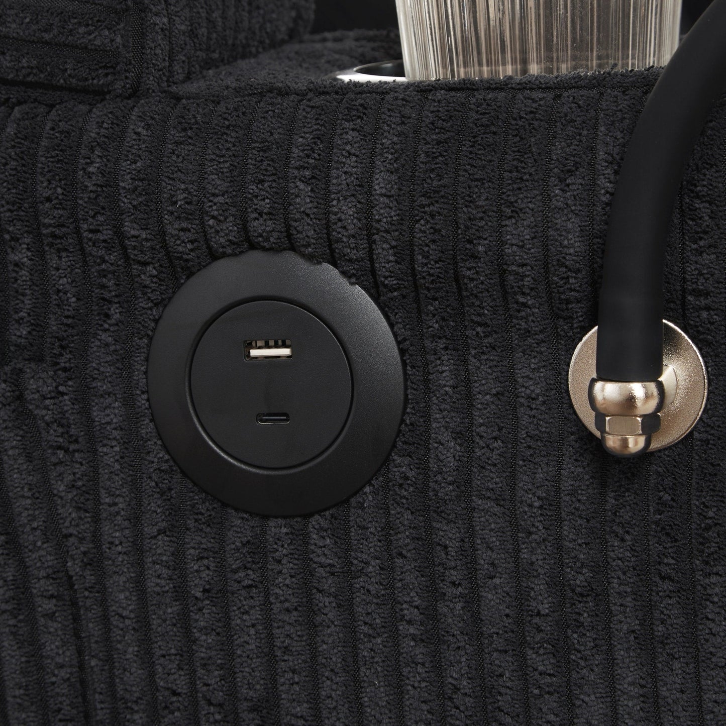 Canapé-lit en velours côtelé avec ports USB