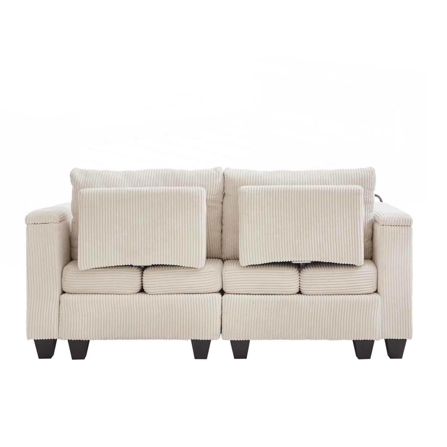 Canapé-lit en velours côtelé avec ports USB