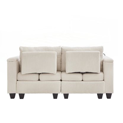 Canapé-lit en velours côtelé avec ports USB