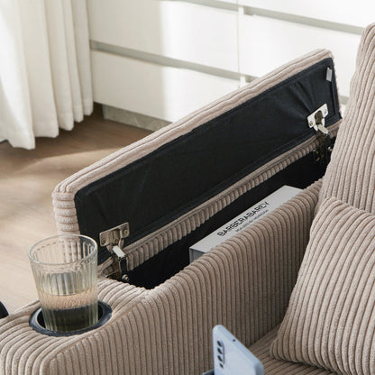 Canapé-lit en velours côtelé avec ports USB