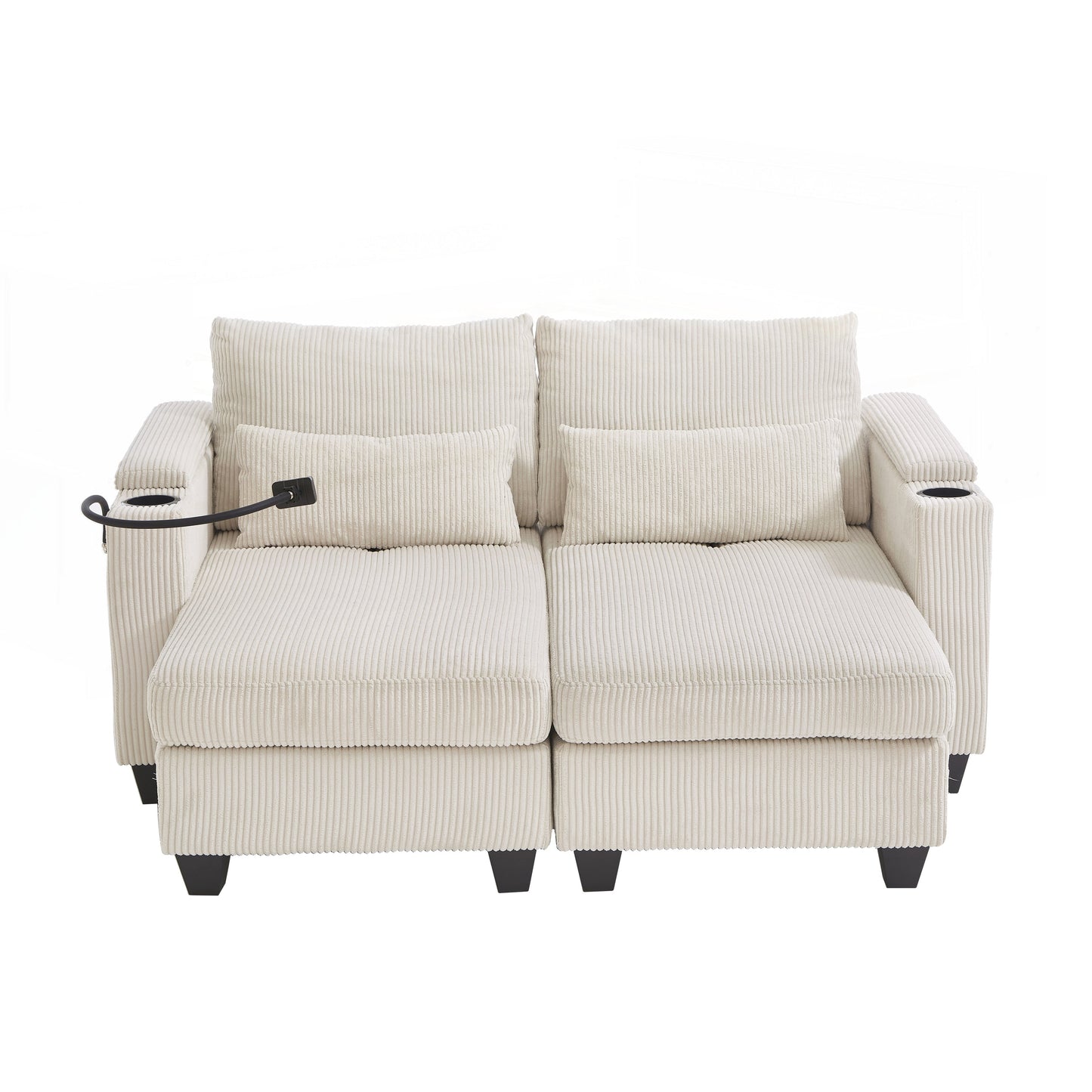 Canapé-lit en velours côtelé avec ports USB