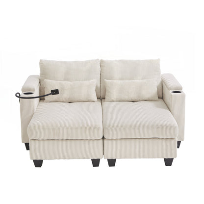 Canapé-lit en velours côtelé avec ports USB