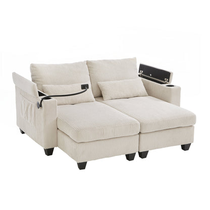 Canapé-lit en velours côtelé avec ports USB