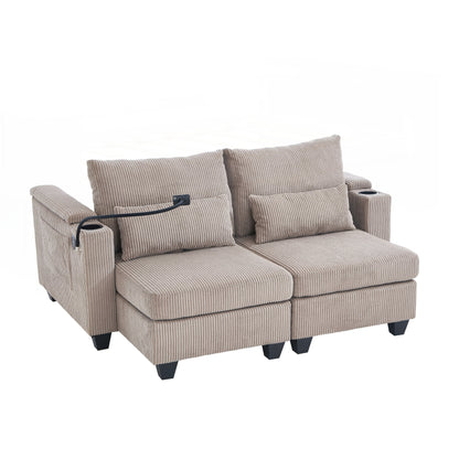 Canapé-lit en velours côtelé avec ports USB