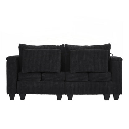 Canapé-lit en velours côtelé avec ports USB