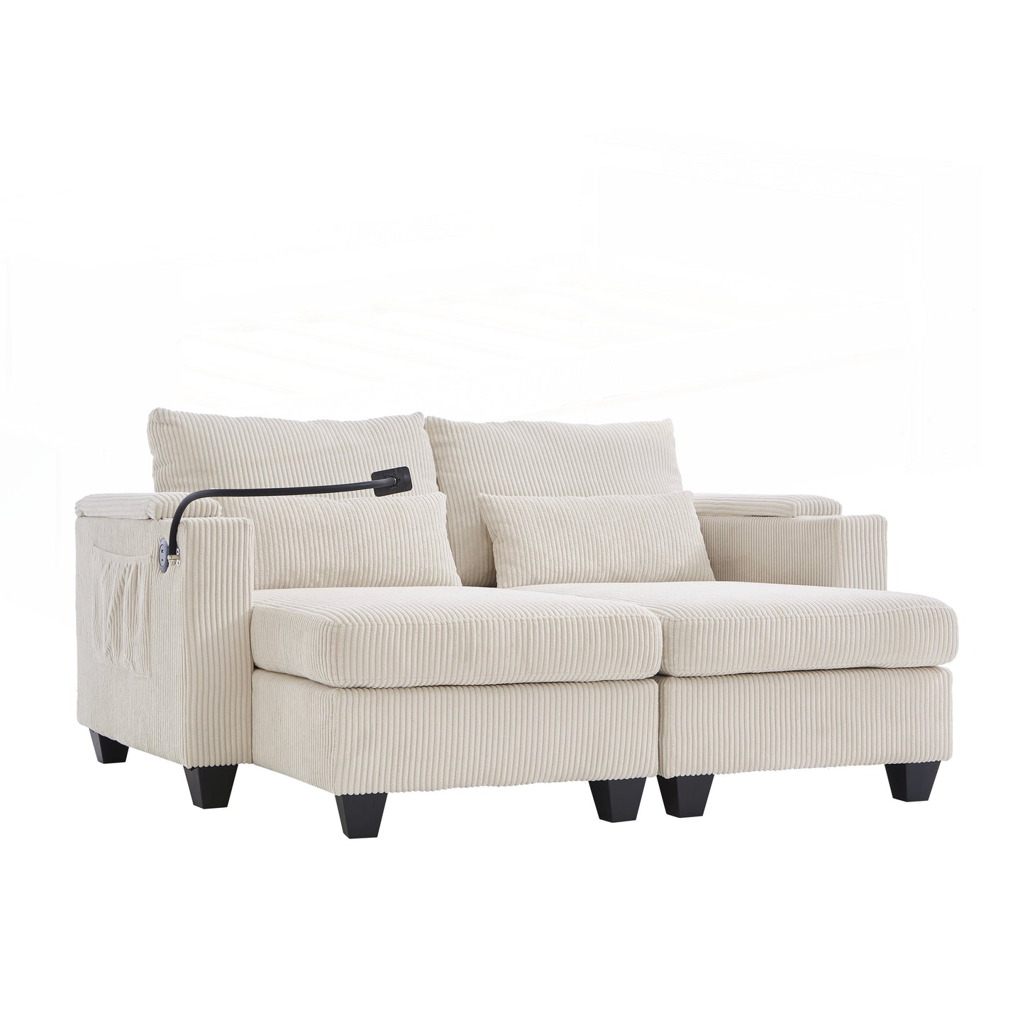 Canapé-lit en velours côtelé avec ports USB