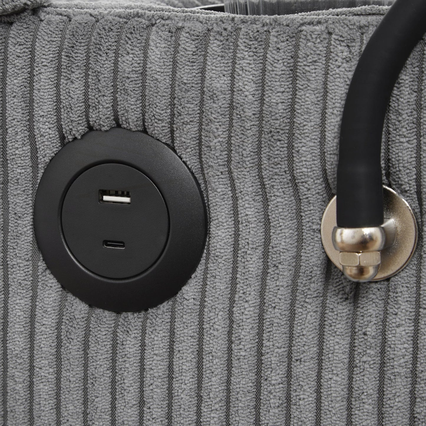 Canapé-lit en velours côtelé avec ports USB