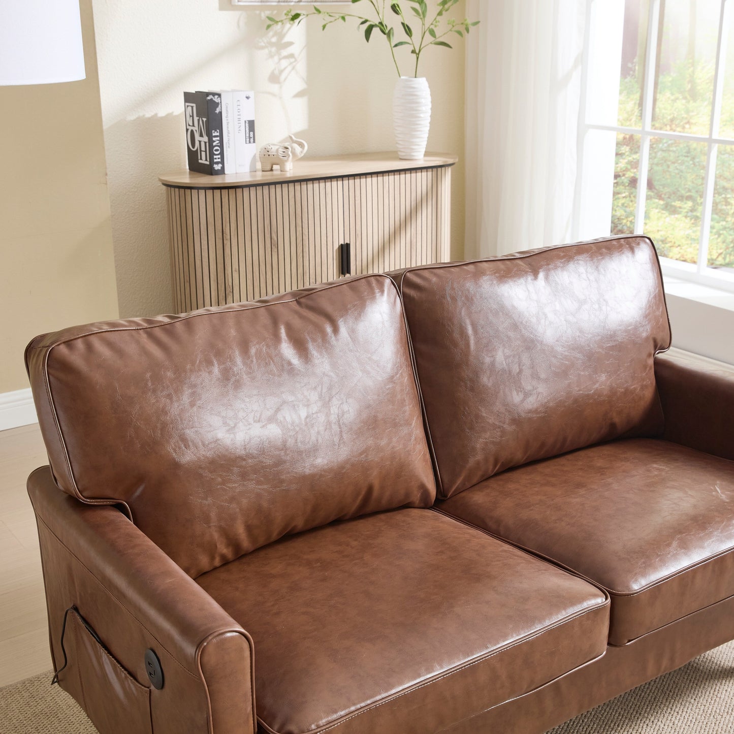 Canapé deux places, canapé pour salon, petit canapé avec port USB et housse de coussin amovible