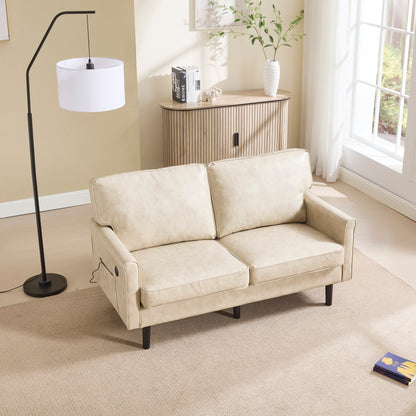 Canapé deux places, canapé pour salon, petit canapé avec port USB et housse de coussin amovible