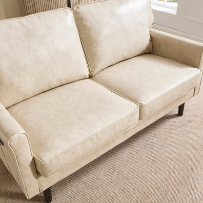 Canapé deux places, canapé pour salon, petit canapé avec port USB et housse de coussin amovible