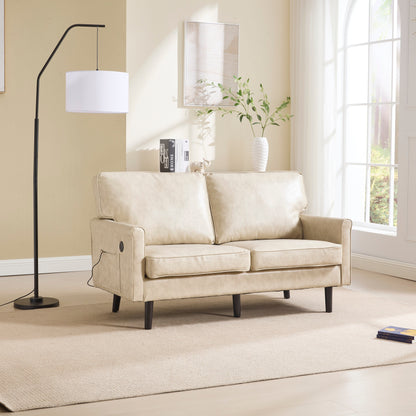 Canapé deux places, canapé pour salon, petit canapé avec port USB et housse de coussin amovible