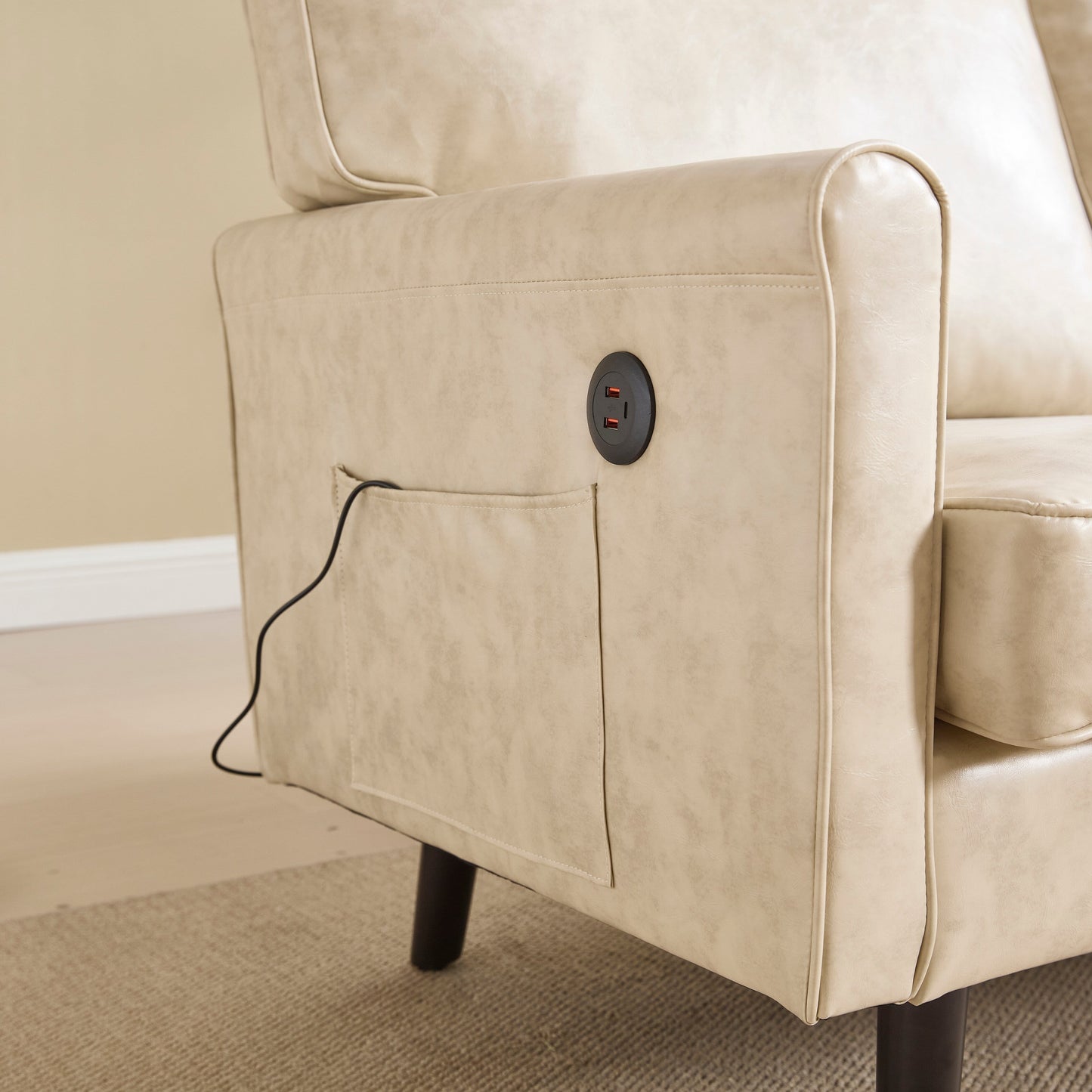 Canapé deux places, canapé pour salon, petit canapé avec port USB et housse de coussin amovible