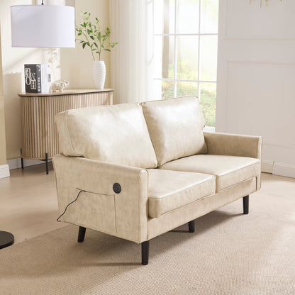 Canapé deux places, canapé pour salon, petit canapé avec port USB et housse de coussin amovible