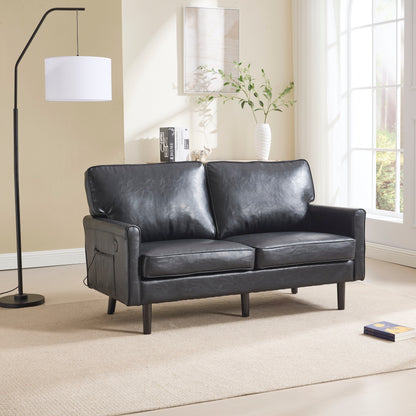 Canapé deux places, canapé pour salon, petit canapé avec port USB et housse de coussin amovible