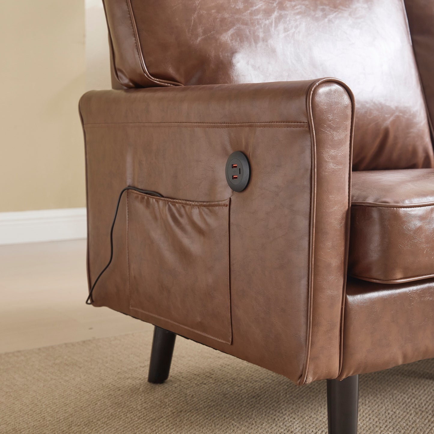 Canapé deux places, canapé pour salon, petit canapé avec port USB et housse de coussin amovible