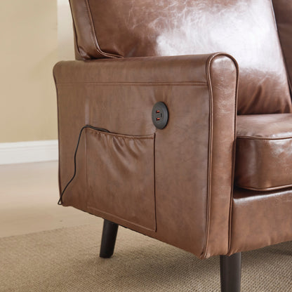 Canapé deux places, canapé pour salon, petit canapé avec port USB et housse de coussin amovible