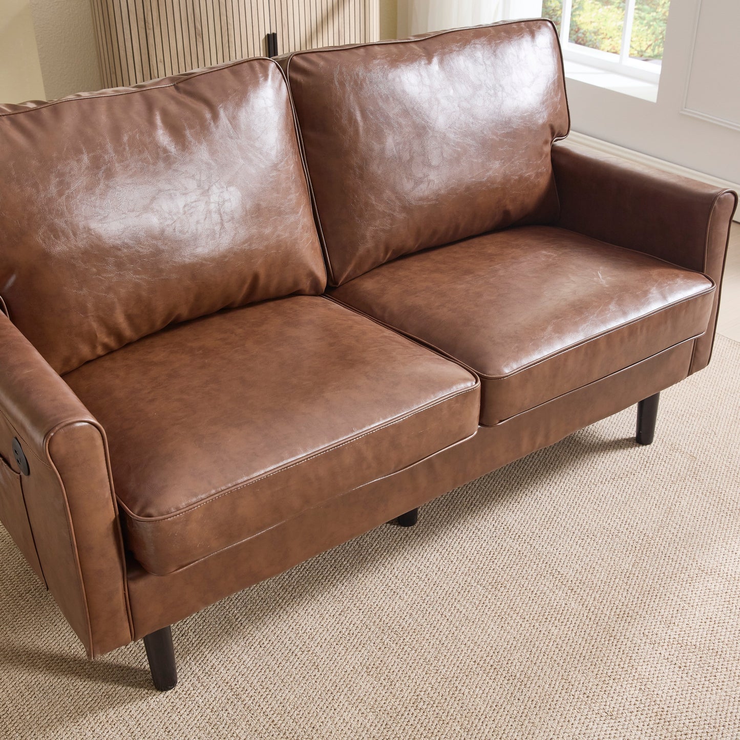 Canapé deux places, canapé pour salon, petit canapé avec port USB et housse de coussin amovible