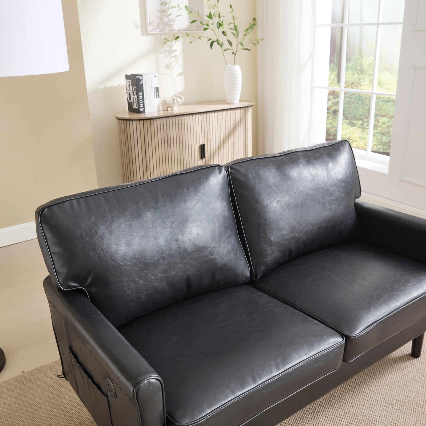 Canapé deux places, canapé pour salon, petit canapé avec port USB et housse de coussin amovible