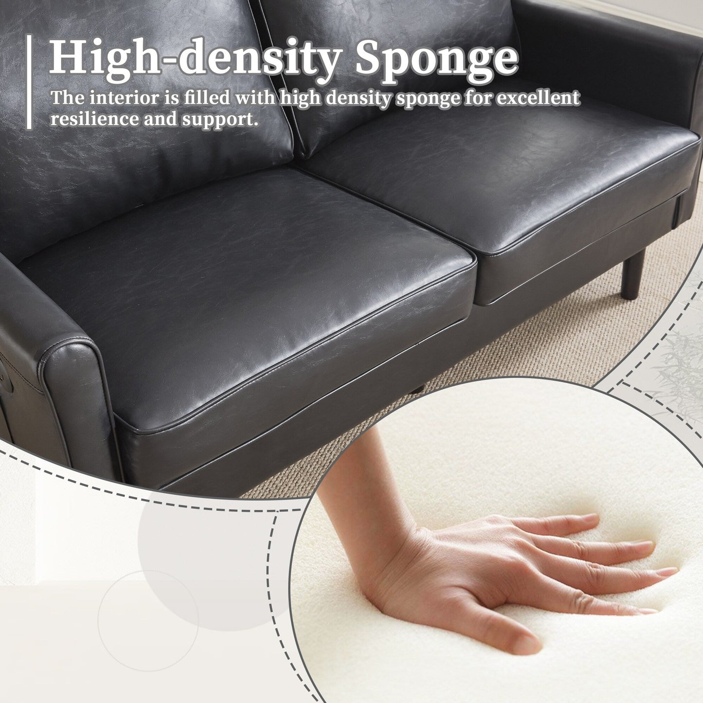 Canapé deux places, canapé pour salon, petit canapé avec port USB et housse de coussin amovible