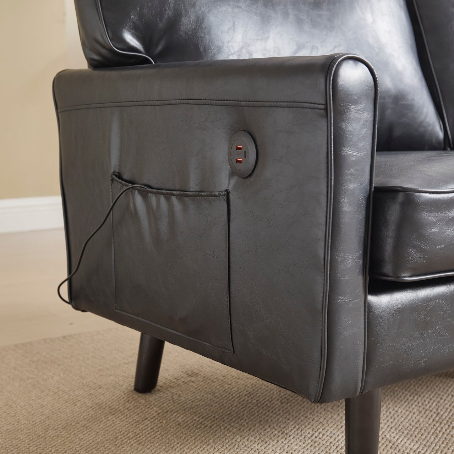 Canapé deux places, canapé pour salon, petit canapé avec port USB et housse de coussin amovible