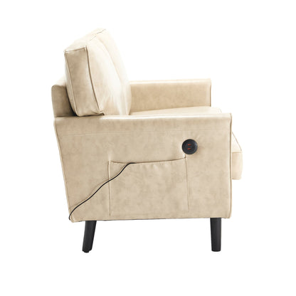 Canapé deux places, canapé pour salon, petit canapé avec port USB et housse de coussin amovible