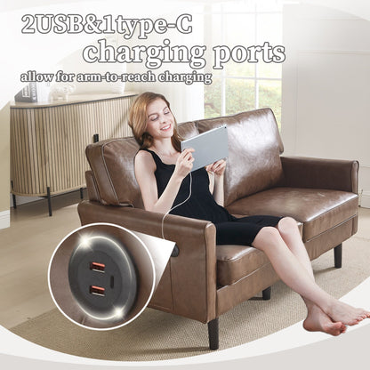 Canapé deux places, canapé pour salon, petit canapé avec port USB et housse de coussin amovible