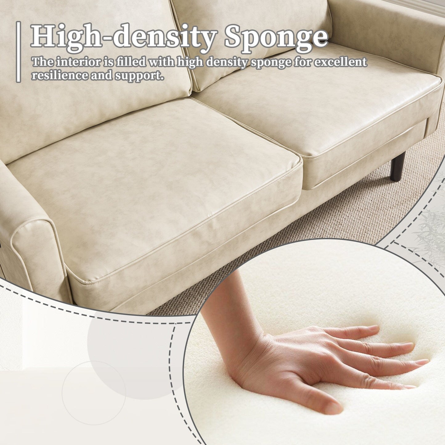 Canapé deux places, canapé pour salon, petit canapé avec port USB et housse de coussin amovible