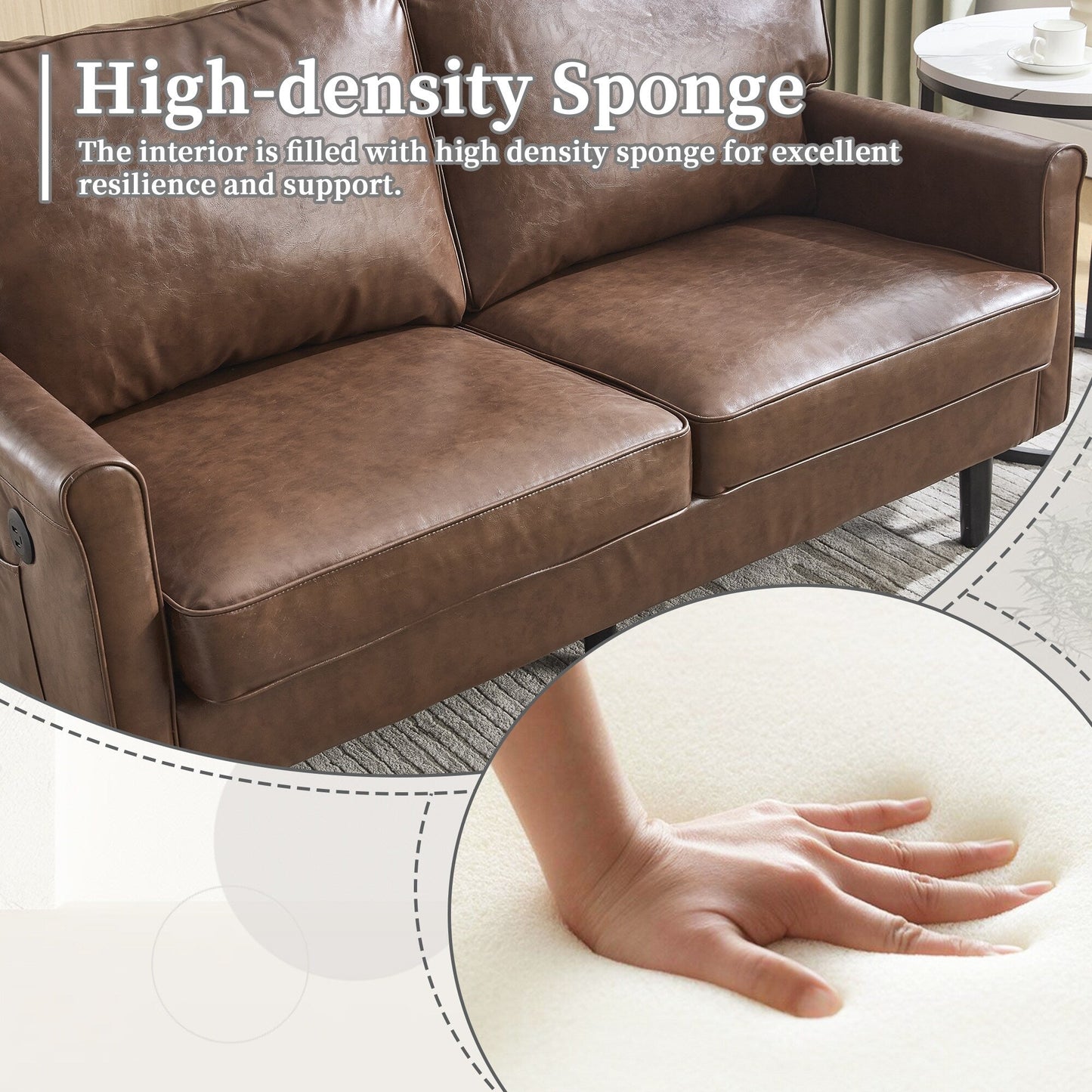 Canapé deux places, canapé pour salon, petit canapé avec port USB et housse de coussin amovible