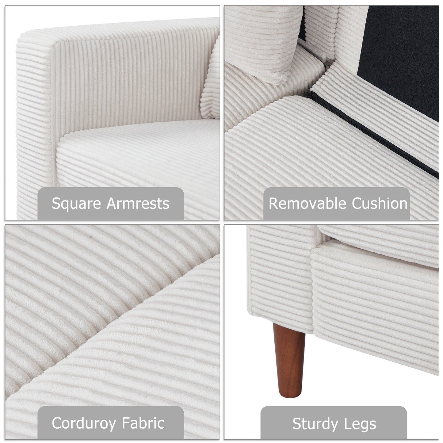 82,7 canapés pour le salon, canapés causeuse confortables, canapé causeuse en velours côtelé, montage facile pour les petits espaces