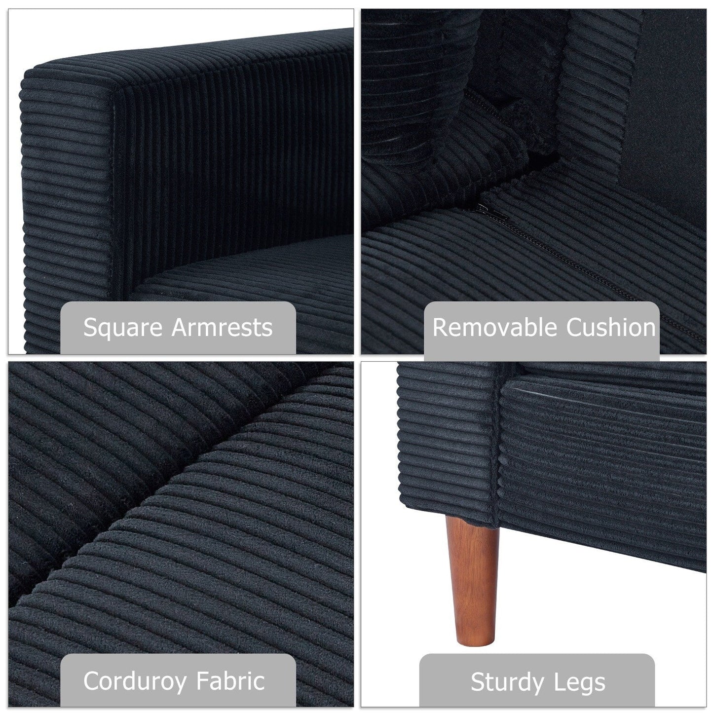 82,7 canapés pour le salon, canapés causeuse confortables, canapé causeuse en velours côtelé, montage facile pour les petits espaces