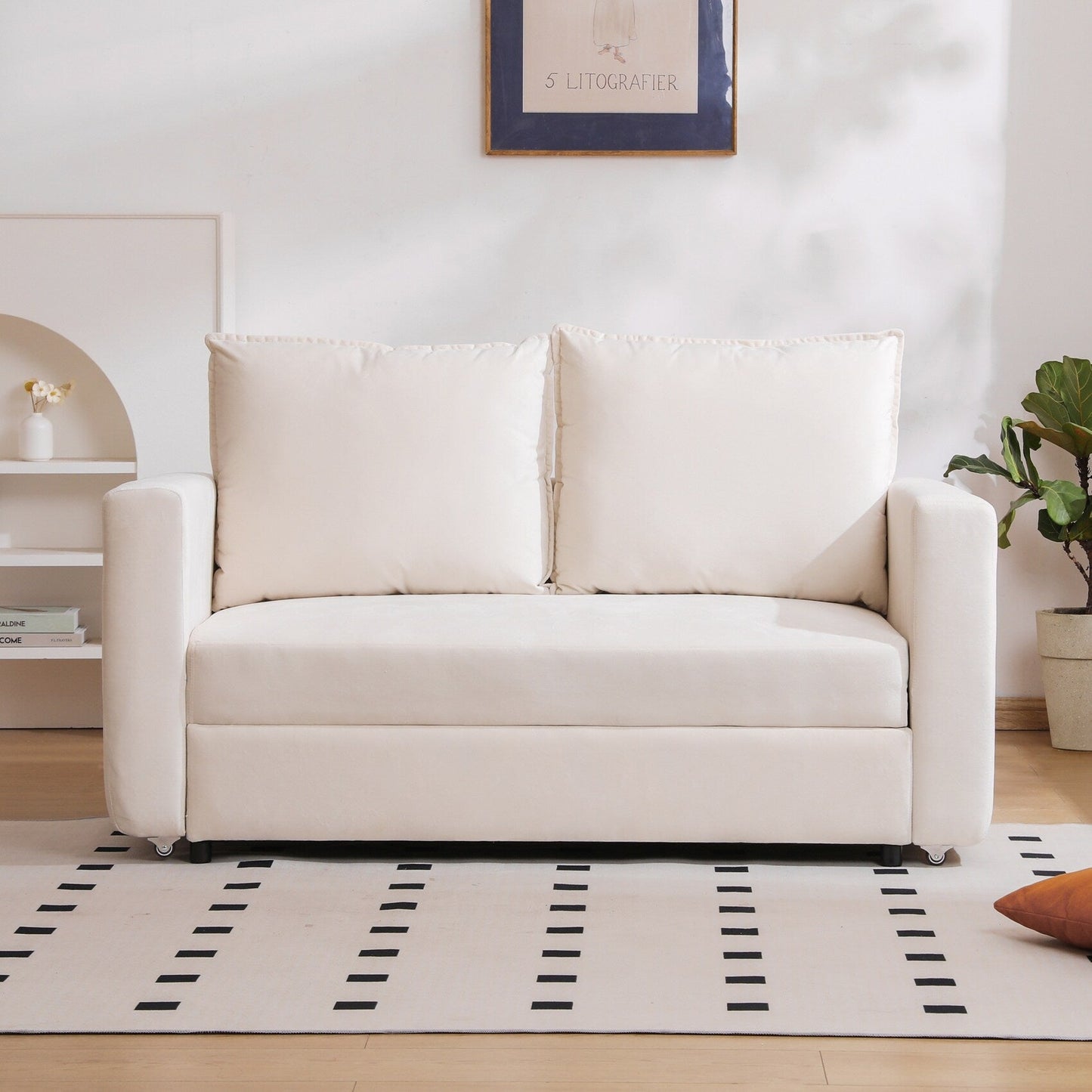 Canapé-lit 2 en 1 avec lit gigogne, canapé futon avec accoudoirs réglables, canapés pour salon et chambre à coucher