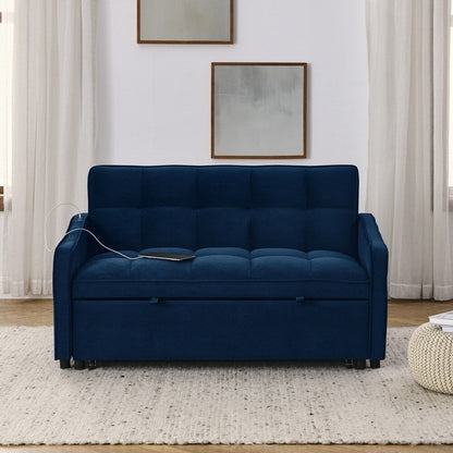 Canapé-lit deux places avec lit gigogne et dossier réglable