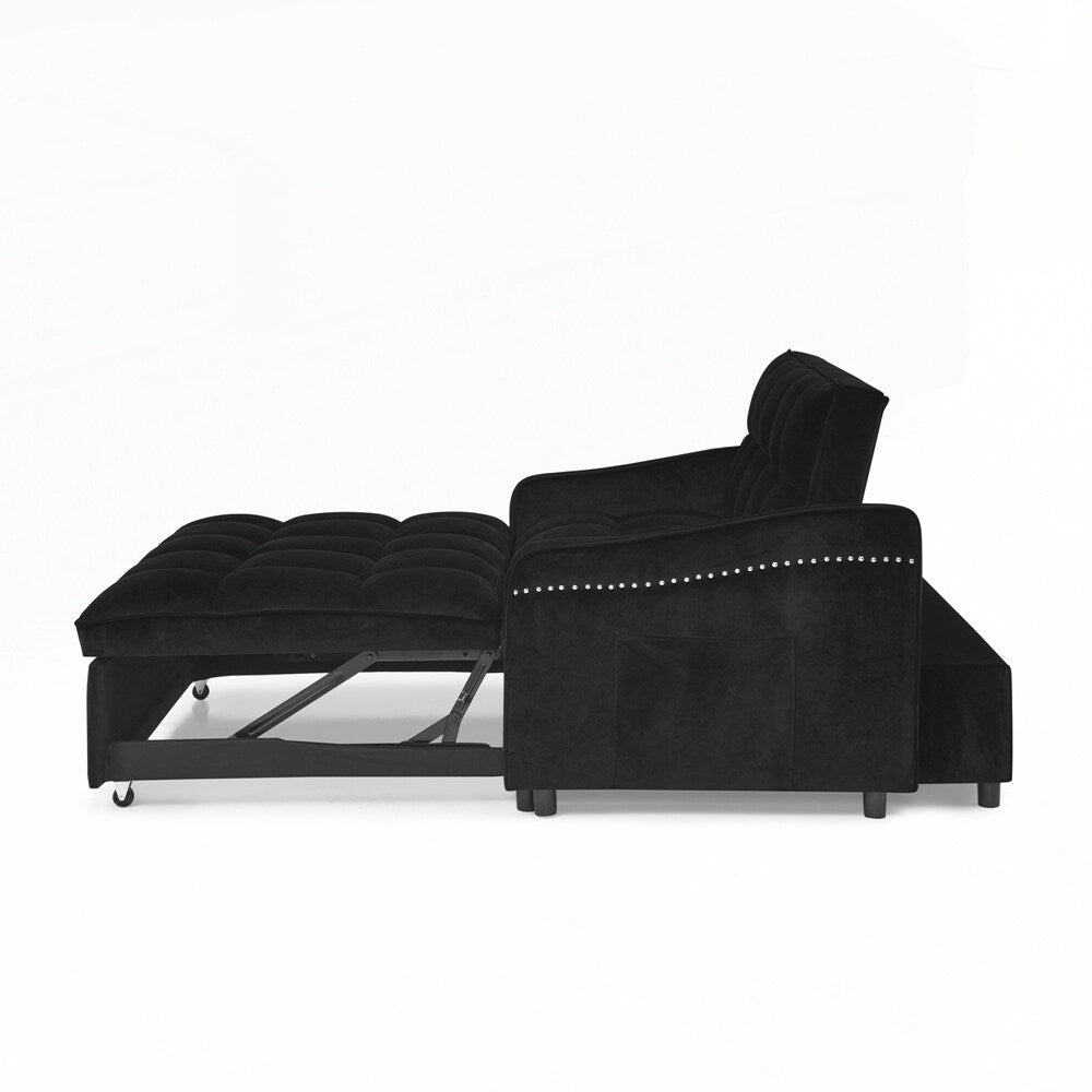 Canapé-lit deux places avec lit gigogne et dossier réglable