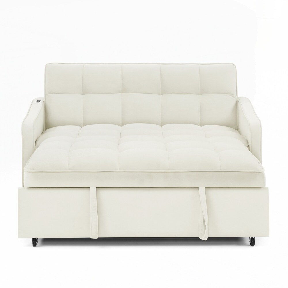 Canapé-lit deux places avec lit gigogne et dossier réglable