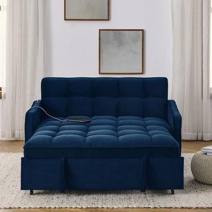 Canapé-lit deux places avec lit gigogne et dossier réglable