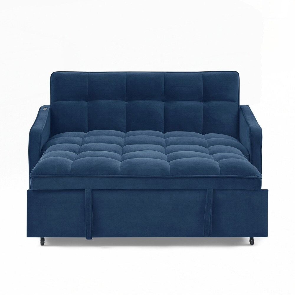 Canapé-lit deux places avec lit gigogne et dossier réglable