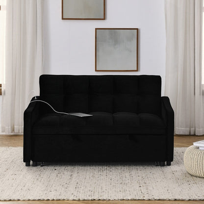 Canapé-lit deux places avec lit gigogne et dossier réglable