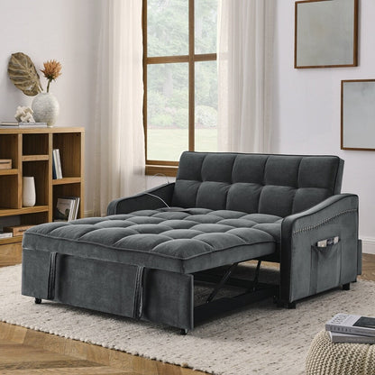 Canapé-lit deux places avec lit gigogne et dossier réglable