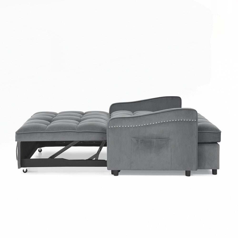 Canapé-lit deux places avec lit gigogne et dossier réglable