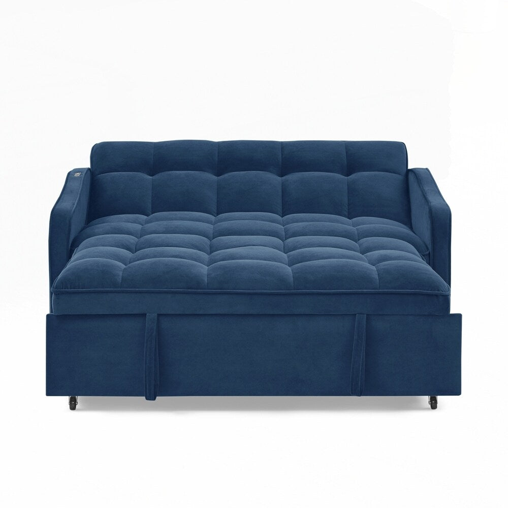 Canapé-lit deux places avec lit gigogne et dossier réglable