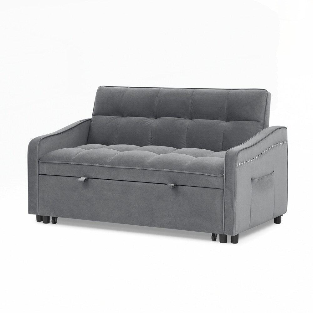 Canapé-lit deux places avec lit gigogne et dossier réglable