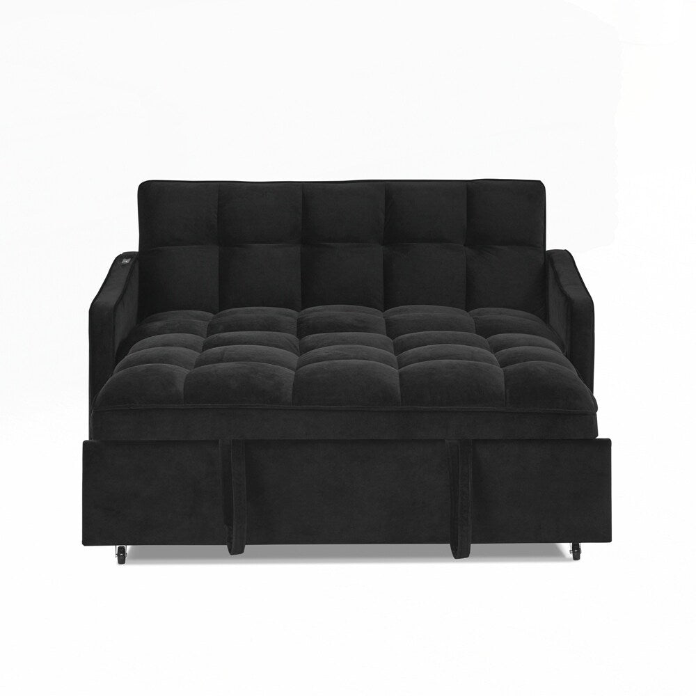 Canapé-lit deux places avec lit gigogne et dossier réglable