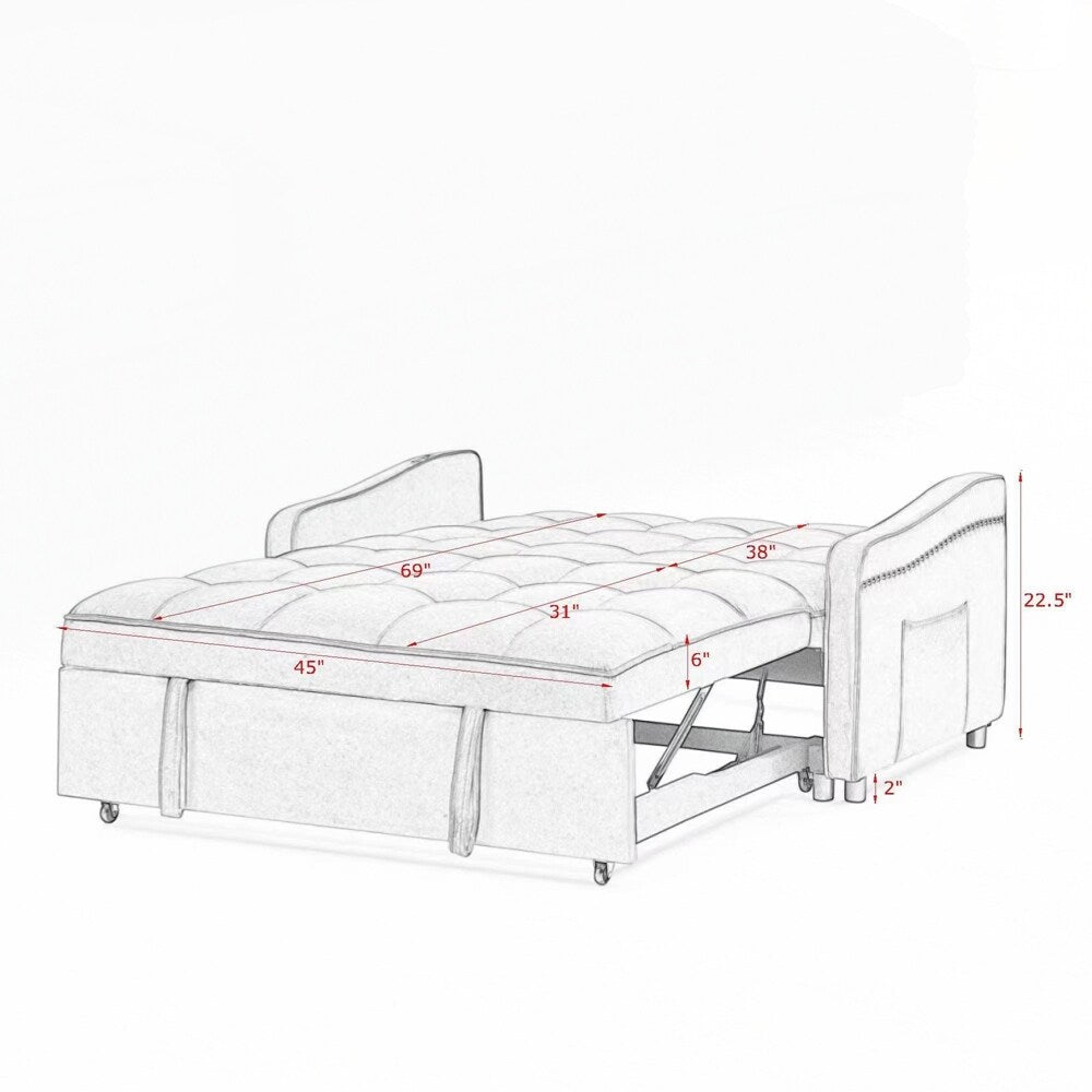 Canapé-lit deux places avec lit gigogne et dossier réglable