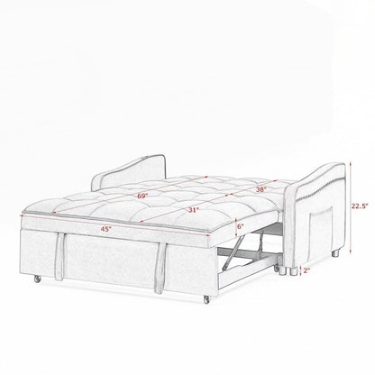 Canapé-lit deux places avec lit gigogne et dossier réglable