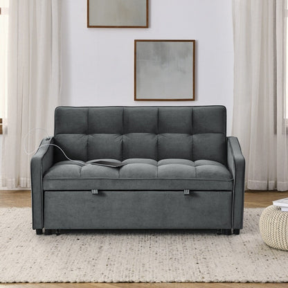 Canapé-lit deux places avec lit gigogne et dossier réglable