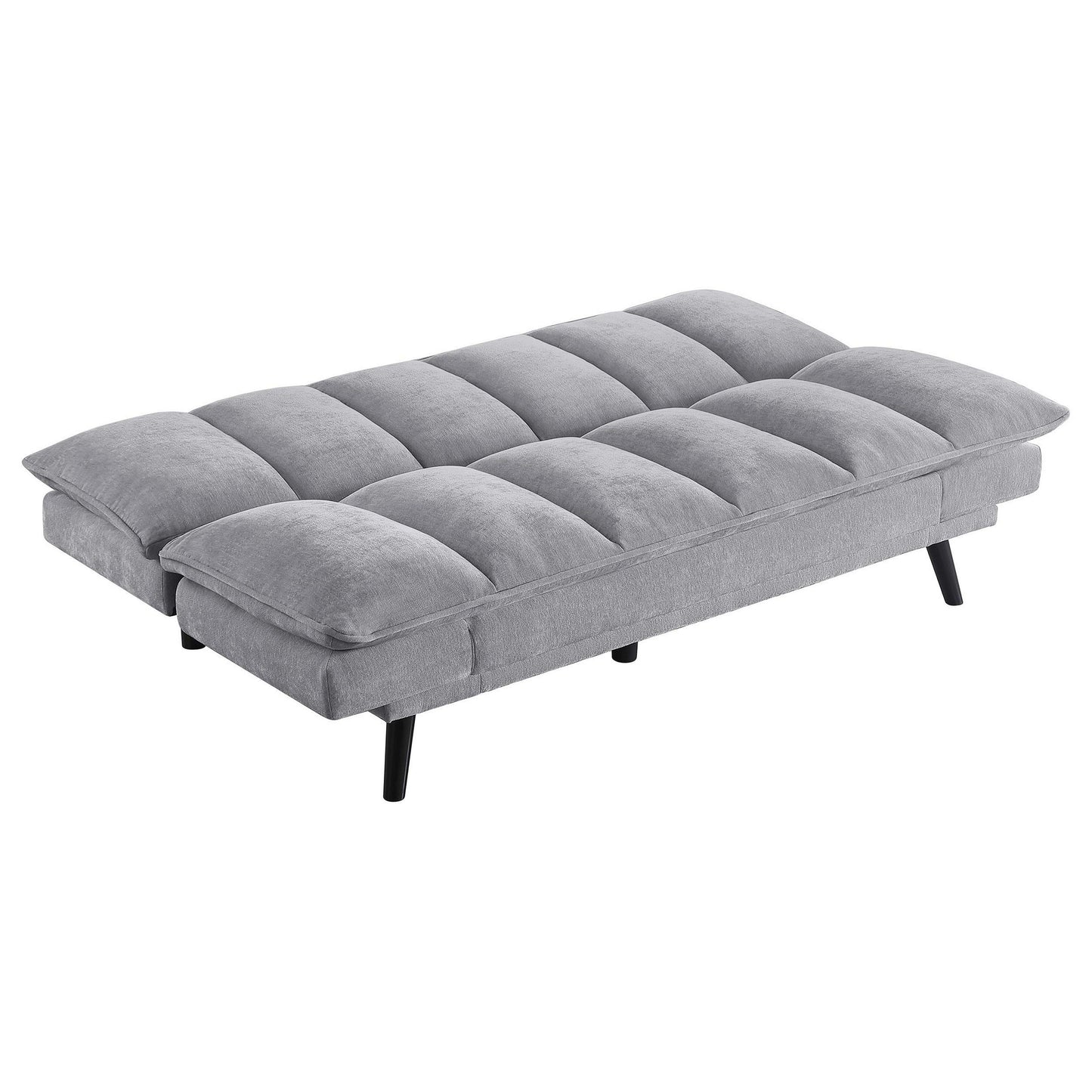 Canapé-lit convertible Loyla, tissu capitonné gris ardoise, noir, 198 cm