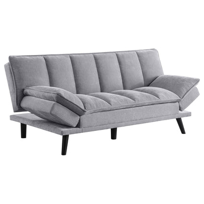 Canapé-lit convertible Loyla, tissu capitonné gris ardoise, noir, 198 cm