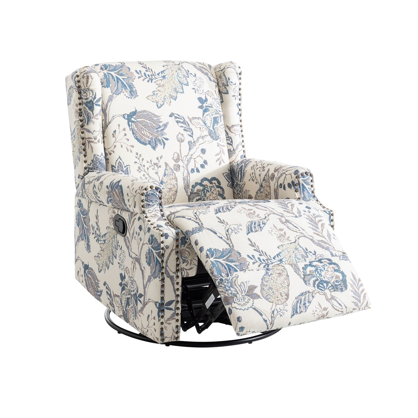 Fauteuil inclinable pivotant à motif floral de 29 po de largeur