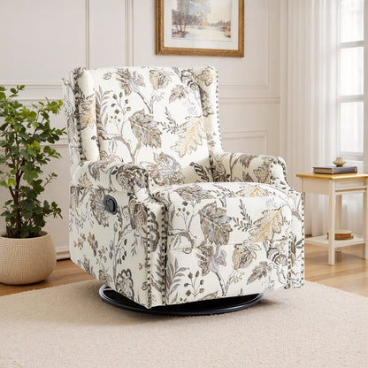 Fauteuil inclinable pivotant à motif floral de 29 po de largeur