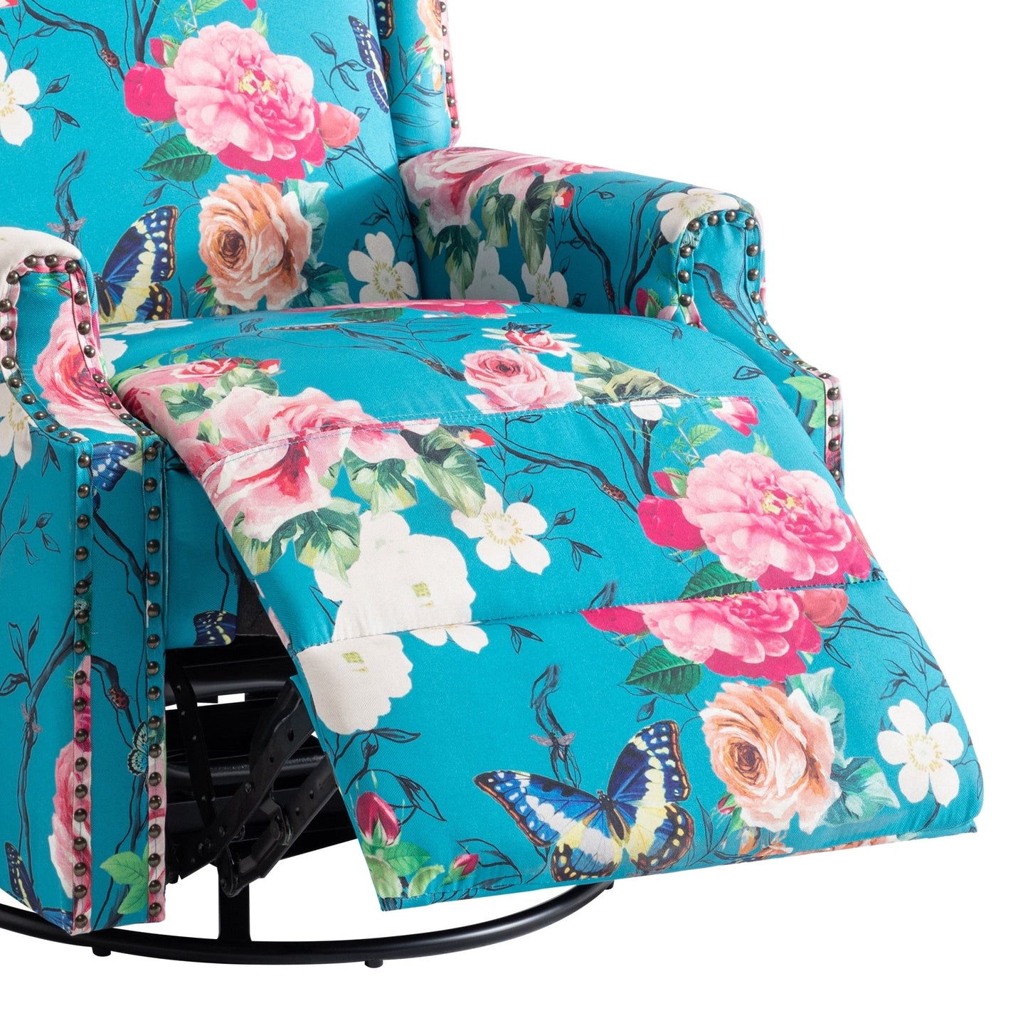 Fauteuil inclinable pivotant à motif floral de 29 po de largeur